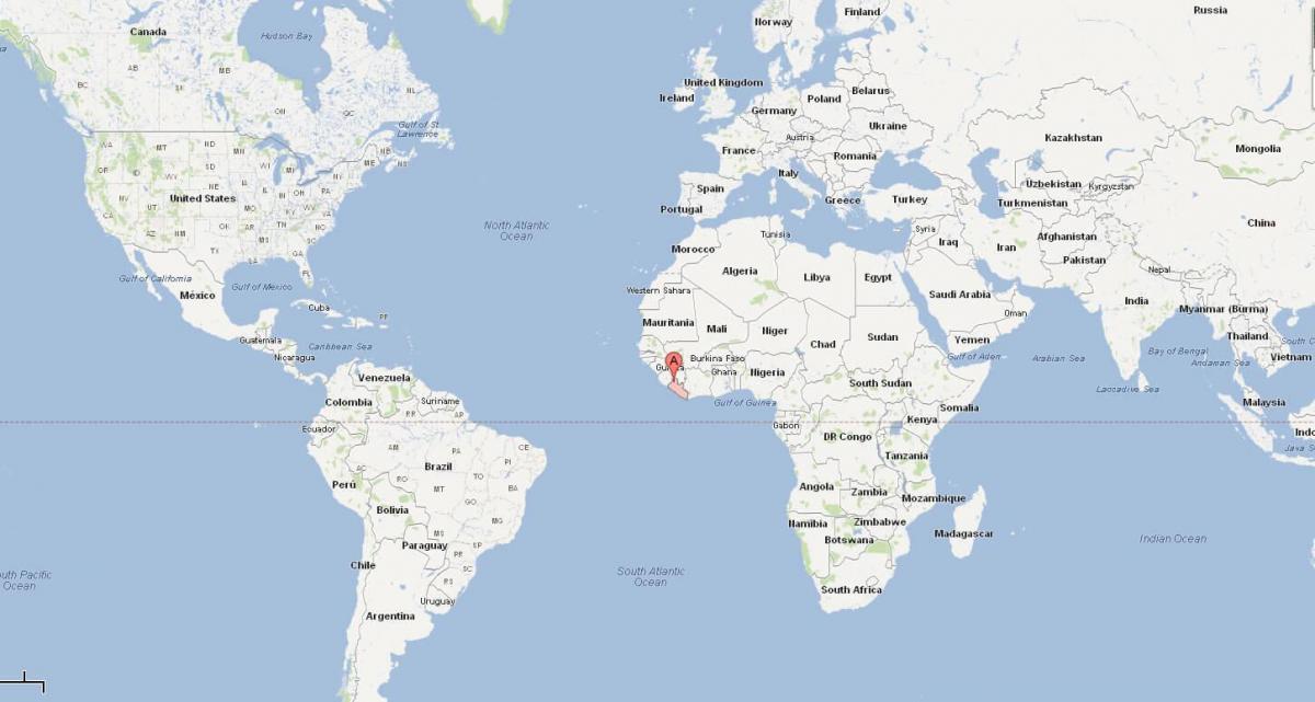 لائبیریا کے مقام پر دنیا کے نقشے