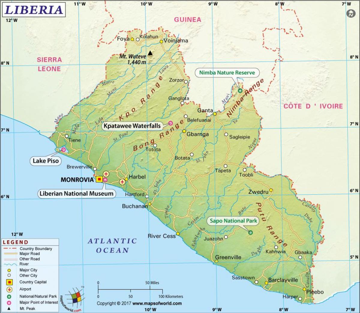 کے نقشے لائبیریا