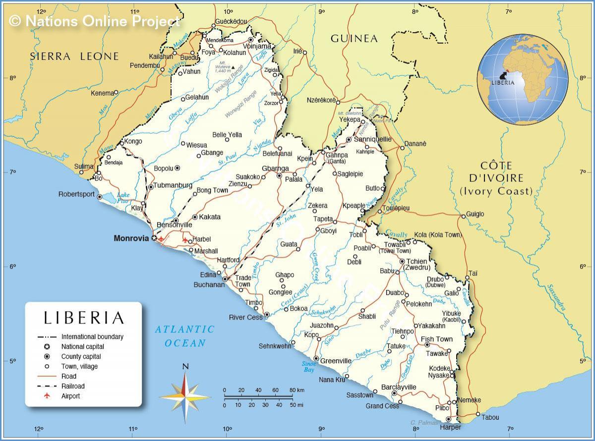 نقشہ کے لائبیریا مغربی افریقہ