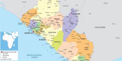کا نقشہ اپنی طرف متوجہ کے سیاسی نقشے لائبیریا